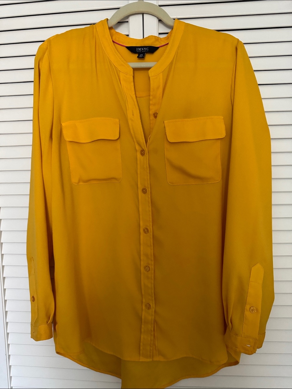 Isaac Mizrahi Mustard Yellow Top with Pink Trim
